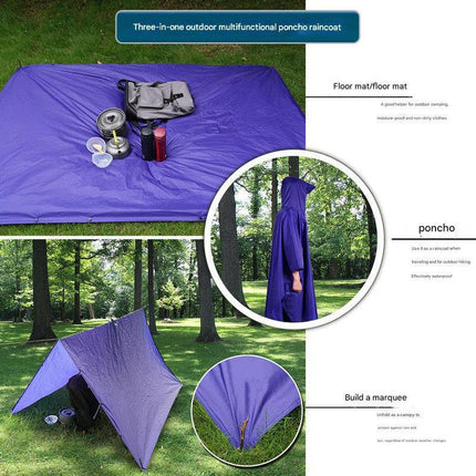 Orange Portable Outdoor Camping Poncho - Can be used as Raincoat, Tarp, Ground Cover.