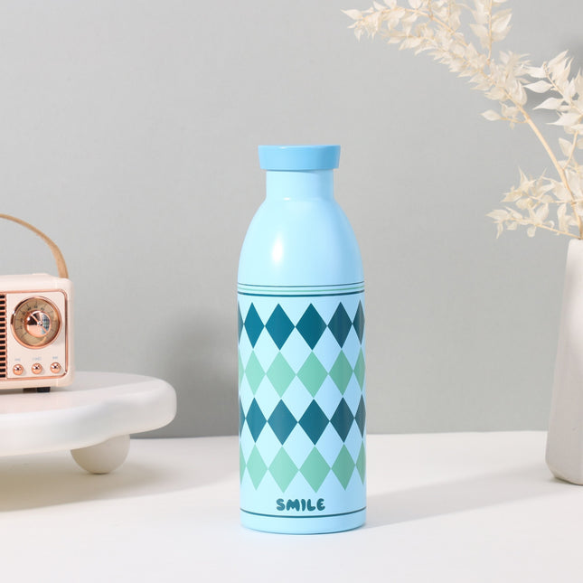 Cute Milk Bottle Thermos - 500ml Stainless Steel Insulated Water Bottle (Blue Prism).