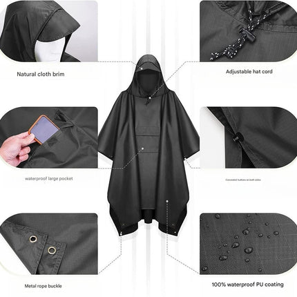Yellow Portable Outdoor Camping Poncho - Can be used as Raincoat, Tarp, Ground Cover.