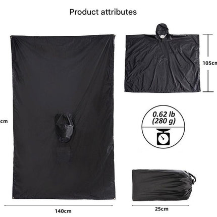 Yellow Portable Outdoor Camping Poncho - Can be used as Raincoat, Tarp, Ground Cover.