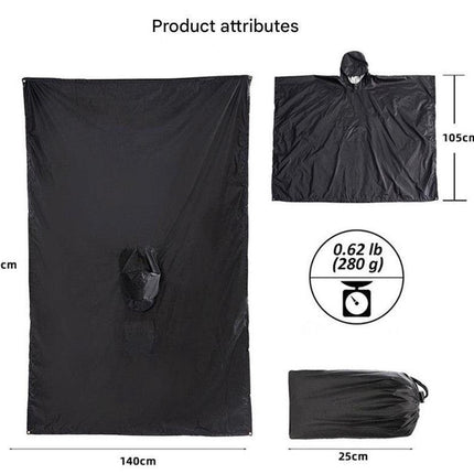 Pink Portable Outdoor Camping Poncho - Can be used as Raincoat, Tarp, Ground Cover.