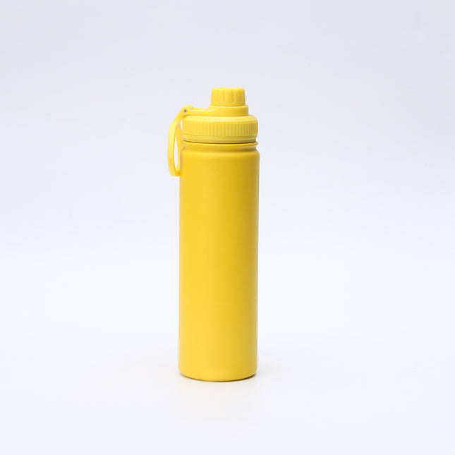 Yellow Portable Travel Thermos Bottle - Leakproof Stainless Steel Flask with Carry Handle (22oz - 660ml).