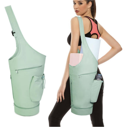 Green All-in-One Yoga Sling Bag - Fits Mat & Gear, Large Opening, Side Pockets.