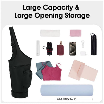 Pink All-in-One Yoga Sling Bag - Fits Mat & Gear, Large Opening, Side Pockets.