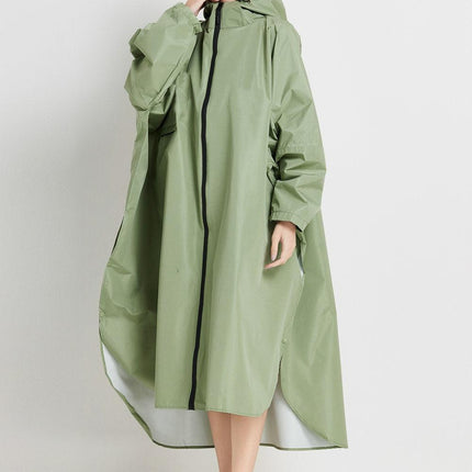 Matcha green Stylish Waterproof Raincoat Poncho - Long, Packable for Outdoor Travel & Hiking.