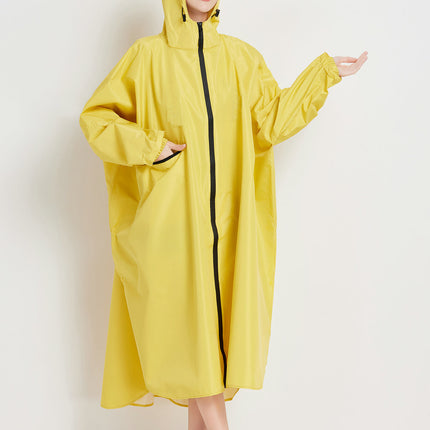 Yellow Stylish Waterproof Raincoat Poncho - Long, Packable for Outdoor Travel & Hiking.