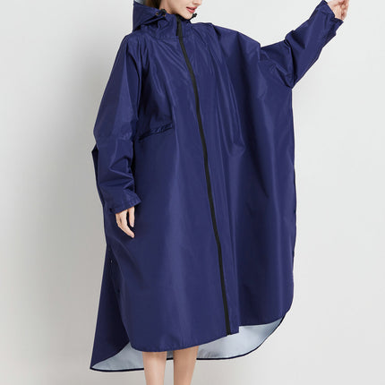 Dark blue Stylish Waterproof Raincoat Poncho - Long, Packable for Outdoor Travel & Hiking.