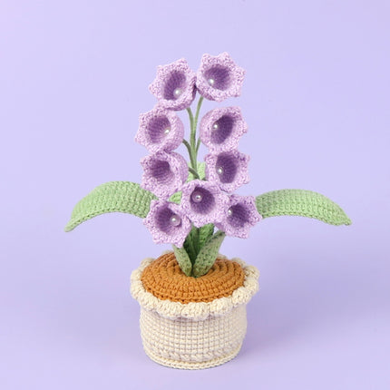 Handmade Crochet Lily of the Valley Potted Plant - Everlasting Crochet Flower Arrangement (9 heads Purple).