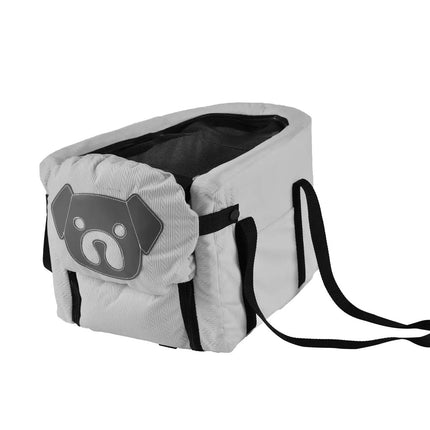 Grey Pet Car Booster Seat for Small Dogs & Cats - Safe Travel Carrier Bed.