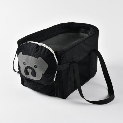 Black Pet Car Booster Seat for Small Dogs & Cats - Safe Travel Carrier Bed.