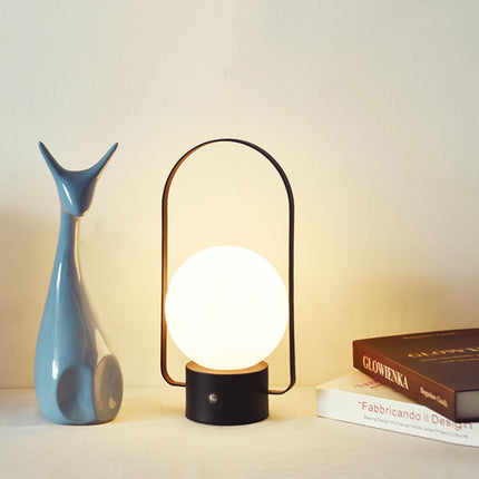Black Portable Rechargeable LED Lantern Lamp - Touch Control 3-Color Dimmable Desk Light.