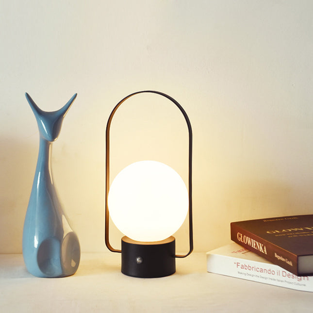 Black Portable Rechargeable LED Lantern Lamp - Touch Control 3-Color Dimmable Desk Light.
