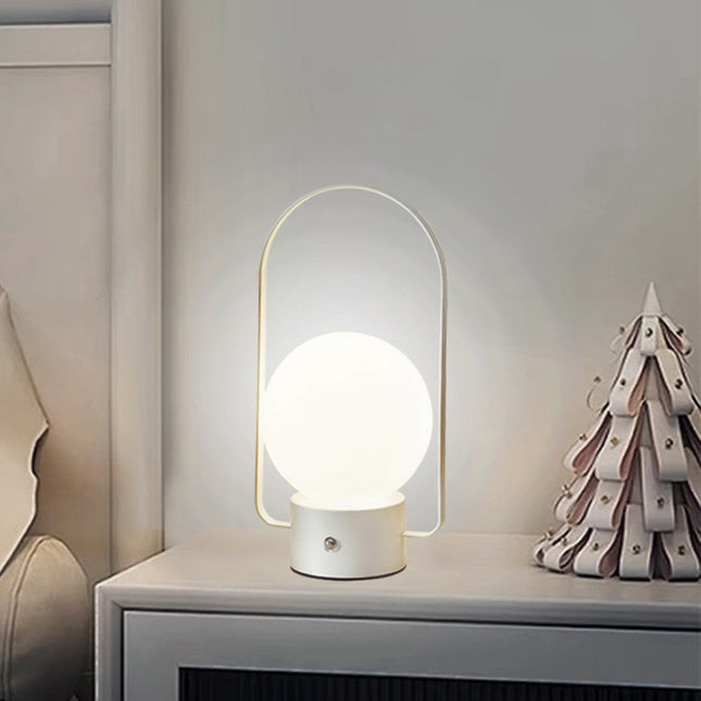 White Portable Rechargeable LED Lantern Lamp - Touch Control 3-Color Dimmable Desk Light.