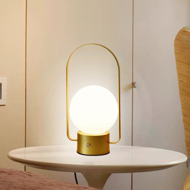 Gold Portable Rechargeable LED Lantern Lamp - Touch Control 3-Color Dimmable Desk Light.
