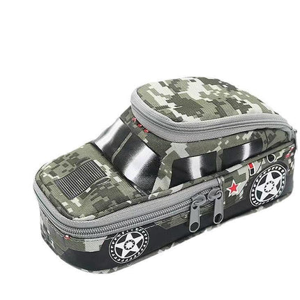 Camouflage Car Shaped Pencil Case - Large Capacity Stationery Organizer Pouch (Camouflage gray).