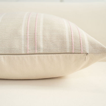 Textured Vertical Striped Pillowcases - Scandinavian Home Decor Accents (Pink Stripes Pair - 45x45cm).