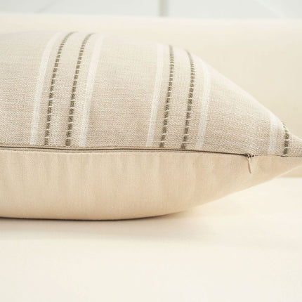 Textured Vertical Striped Pillowcases - Scandinavian Home Decor Accents (Green Stripes Pair - 45x45cm).