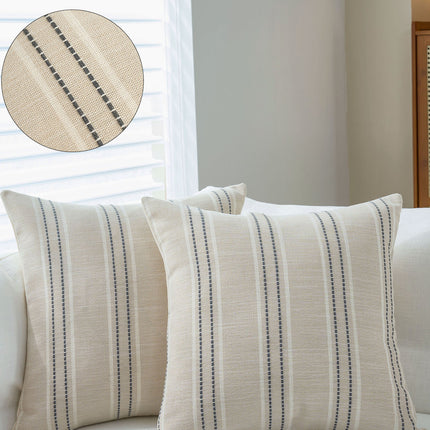 Textured Vertical Striped Pillowcases - Scandinavian Home Decor Accents (Grey Stripes Pair - 45x45cm).