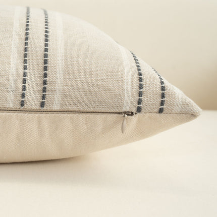 Textured Vertical Striped Pillowcases - Scandinavian Home Decor Accents (Grey Stripes Pair - 45x45cm).