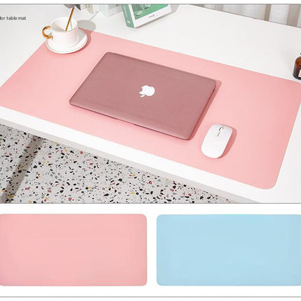 2 PCS Smoky pink/light blue Extra-Large Leather Table Mat for Study & Work - Pad for Students & Office Use (60x30cm).