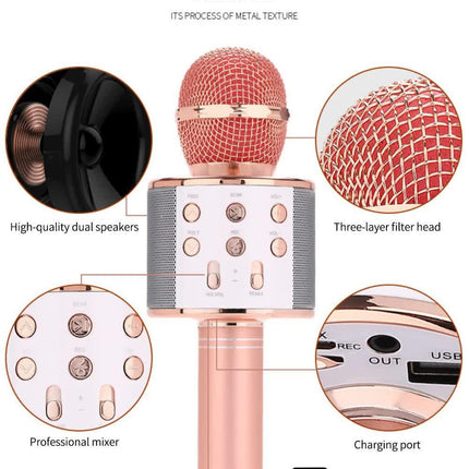 Black Bluetooth 5.0 Karaoke Microphone for Family Entertainment.