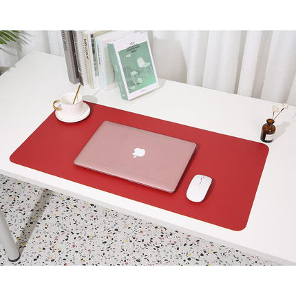 Wine red/yellow Extra-Large Leather Table Mat for Study & Work - Pad for Students & Office Use (100x50cm).