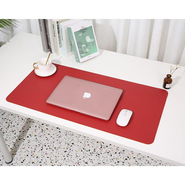 Wine red/yellow Extra-Large Leather Table Mat for Study & Work - Pad for Students & Office Use (100x50cm).