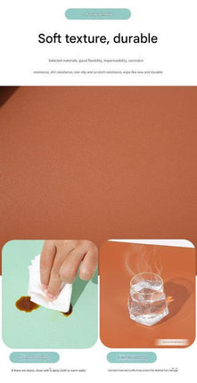 Wine red/yellow Extra-Large Leather Table Mat for Study & Work - Pad for Students & Office Use (100x50cm).