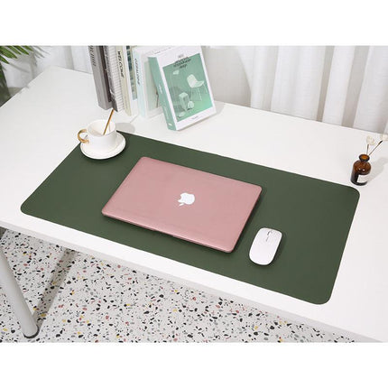Dark green/gray Extra-Large Leather Table Mat for Study & Work - Pad for Students & Office Use (100x50cm).