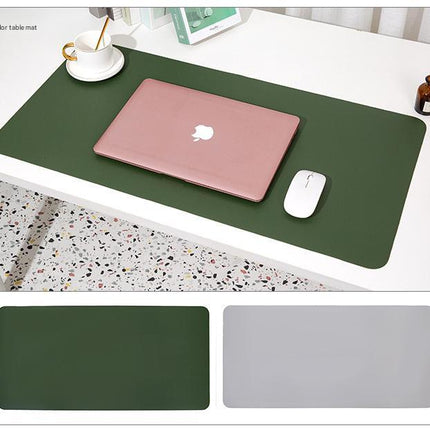 Dark green/gray Extra-Large Leather Table Mat for Study & Work - Pad for Students & Office Use (100x50cm).