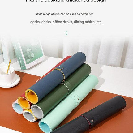 Dark green/gray Extra-Large Leather Table Mat for Study & Work - Pad for Students & Office Use (100x50cm).