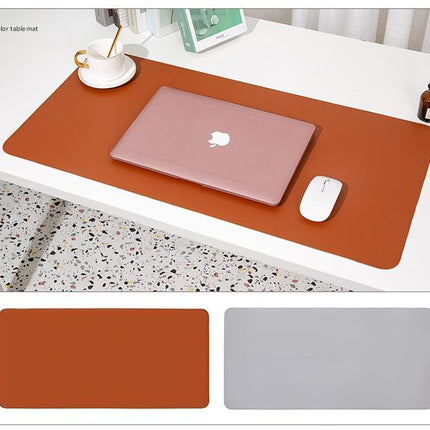 Reddish brown/gray Extra-Large Leather Table Mat for Study & Work - Pad for Students & Office Use (100x50cm).