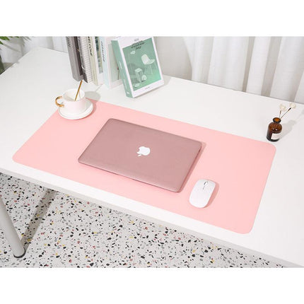 Smoky pink/light blue Extra-Large Leather Table Mat for Study & Work - Pad for Students & Office Use (100x50cm).