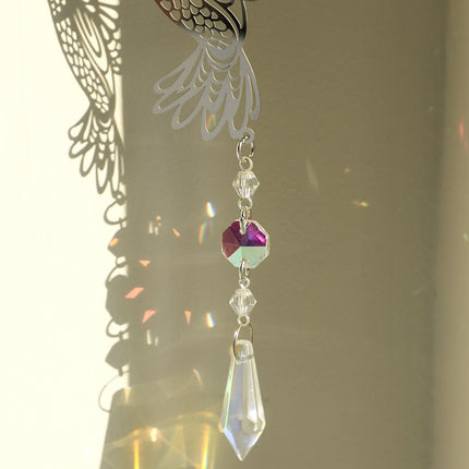 (Style A)2 PCS Hummingbird Metal Suncatcher with Crystal Accents - for Window or Wall Indoor Hanging Ornament.