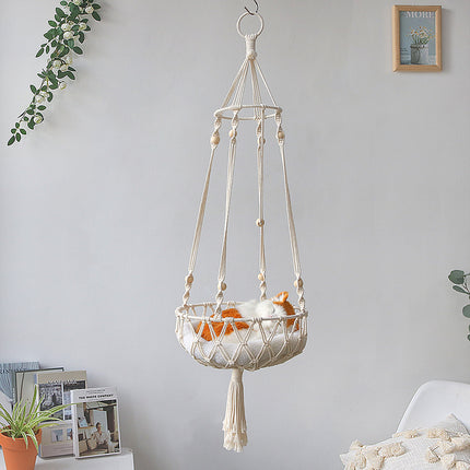 Pet Hammock for Cats with Wooden Beads - Pet Swing padding not included (Diameter : 30cm).
