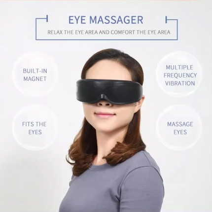 Black Touch-Control Rechargeable Heated  Eye Massager for Daily Use.