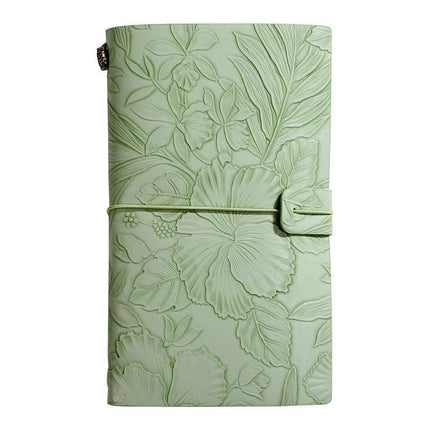 Green 2-Pack Vintage Floral Embossed PU Leather Journals - 192 Pages Each.