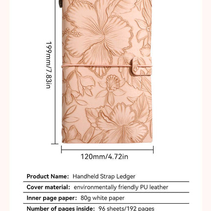 Pink 2-Pack Vintage Floral Embossed PU Leather Journals - 192 Pages Each.