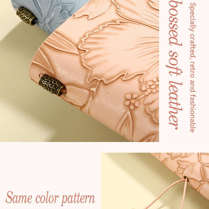 Pink 2-Pack Vintage Floral Embossed PU Leather Journals - 192 Pages Each.
