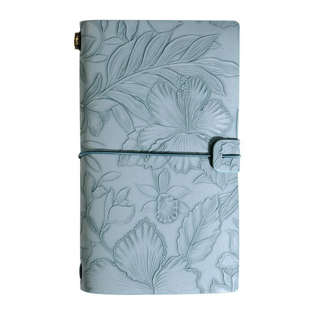 Light blue 2-Pack Vintage Floral Embossed PU Leather Journals - 192 Pages Each.