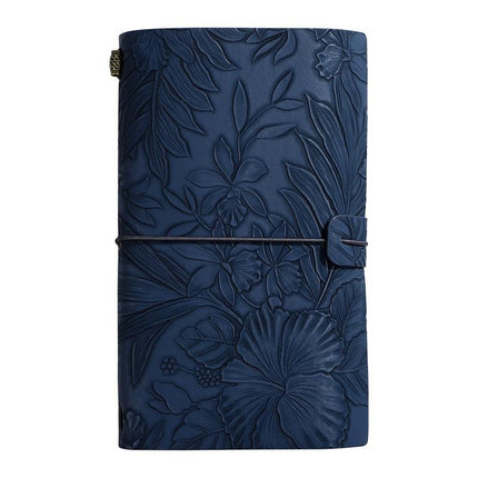 Dark blue 2-Pack Vintage Floral Embossed PU Leather Journals - 192 Pages Each.
