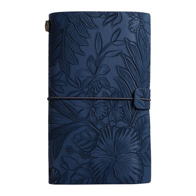 Dark blue 2-Pack Vintage Floral Embossed PU Leather Journals - 192 Pages Each.