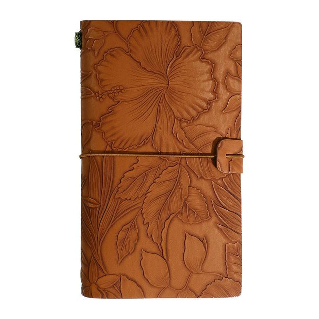 Brown 2-Pack Vintage Floral Embossed PU Leather Journals - 192 Pages Each.
