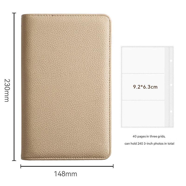 Beige PU Leather Zippered Photo Album - Holds 240 3 Prints".