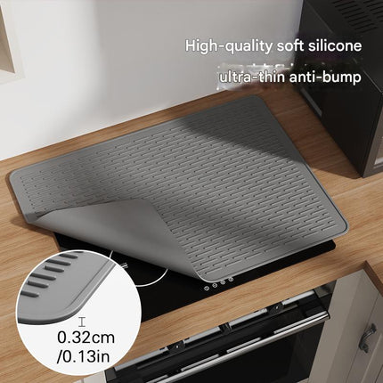 Black Extra Large Silicone Countertop Protector & Dish Drying Mat - Dishwasher Safe (71x50cm).