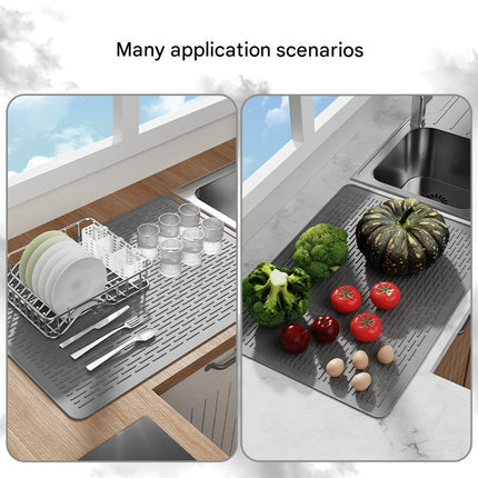 Black Extra Large Silicone Countertop Protector & Dish Drying Mat - Dishwasher Safe (76x53cm).