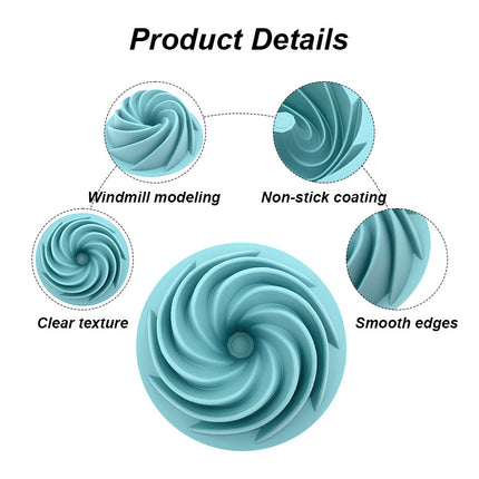 Green Non-Stick Silicone Cyclone Cake Pan Set (10 Molds) - Perfect for Desserts.