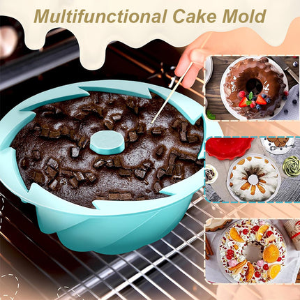 Green Non-Stick Silicone Cyclone Cake Pan Set (10 Molds) - Perfect for Desserts.
