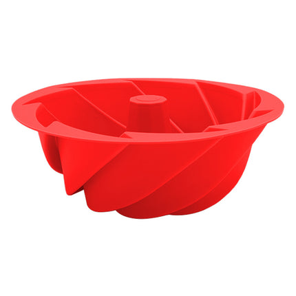 Red Non-Stick Silicone Cyclone Cake Pan Set (10 Molds) - Perfect for Desserts.