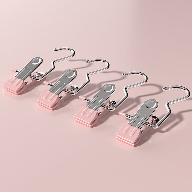 Pink Stainless Steel Hanging Clips (35 PCS) - Strong Grip for Pants, Hats, Socks, Laundry.